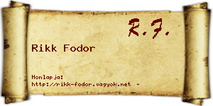 Rikk Fodor névjegykártya